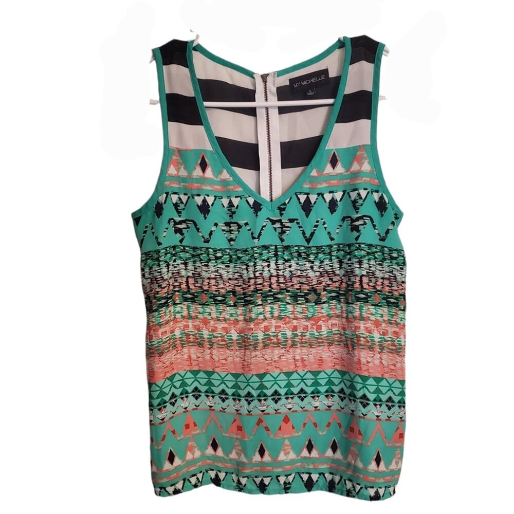 Women's sleeveless top by My Michelle Fun summer shirt Bright colors sz.S